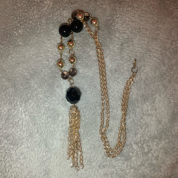 Black + Gold Bead necklace - Picture 2 of 2
